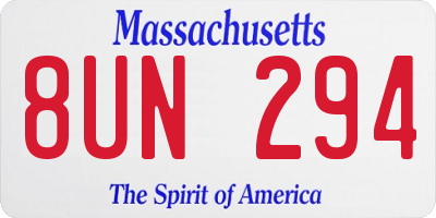 MA license plate 8UN294