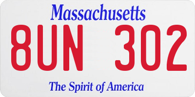 MA license plate 8UN302