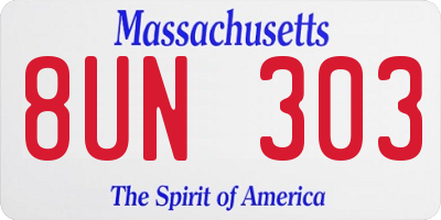MA license plate 8UN303