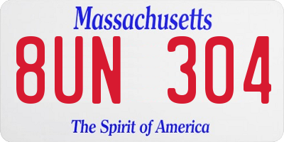 MA license plate 8UN304
