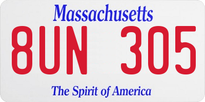 MA license plate 8UN305
