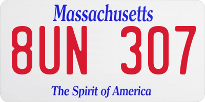 MA license plate 8UN307