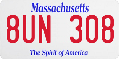 MA license plate 8UN308