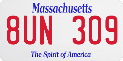 MA license plate 8UN309