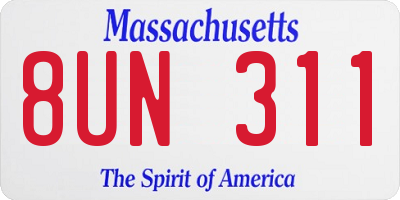 MA license plate 8UN311