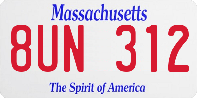 MA license plate 8UN312