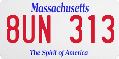 MA license plate 8UN313
