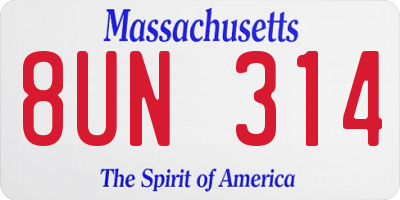 MA license plate 8UN314