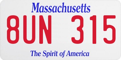 MA license plate 8UN315