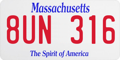 MA license plate 8UN316