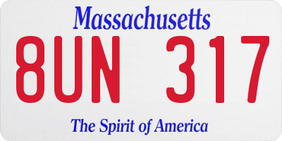 MA license plate 8UN317