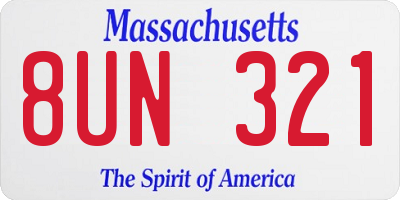 MA license plate 8UN321