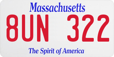 MA license plate 8UN322
