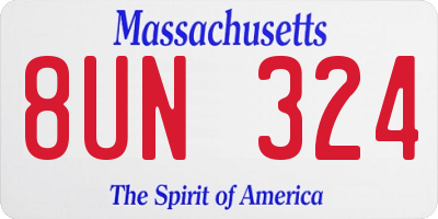 MA license plate 8UN324