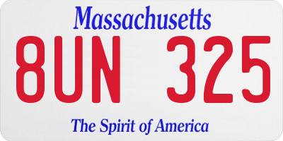 MA license plate 8UN325