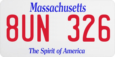 MA license plate 8UN326