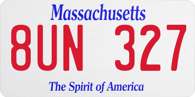 MA license plate 8UN327