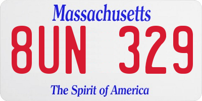 MA license plate 8UN329