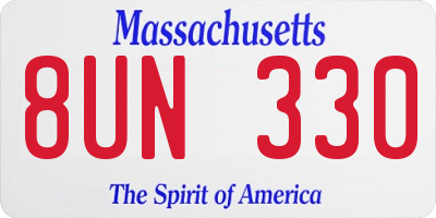 MA license plate 8UN330