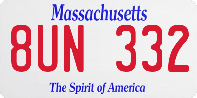 MA license plate 8UN332