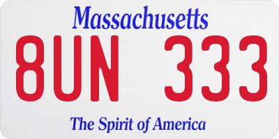 MA license plate 8UN333