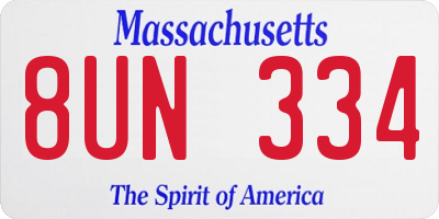 MA license plate 8UN334