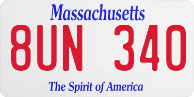 MA license plate 8UN340