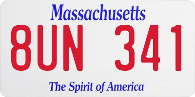MA license plate 8UN341