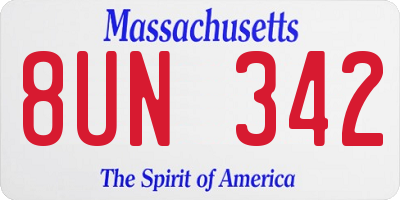 MA license plate 8UN342