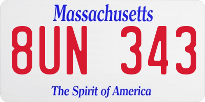 MA license plate 8UN343