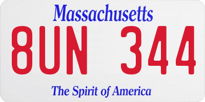 MA license plate 8UN344