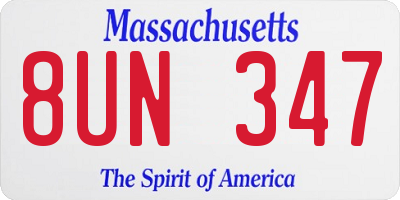 MA license plate 8UN347