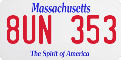 MA license plate 8UN353