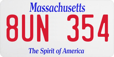 MA license plate 8UN354