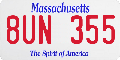 MA license plate 8UN355