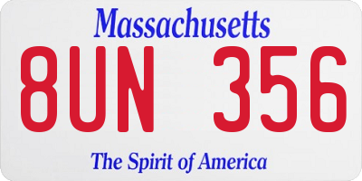 MA license plate 8UN356