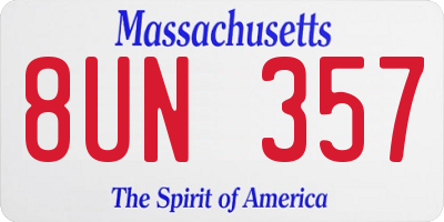 MA license plate 8UN357
