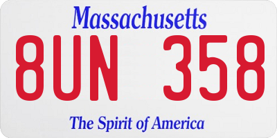 MA license plate 8UN358