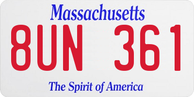 MA license plate 8UN361