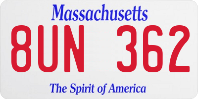 MA license plate 8UN362