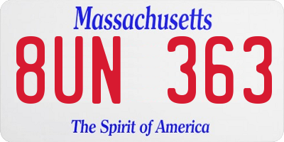 MA license plate 8UN363
