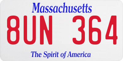 MA license plate 8UN364