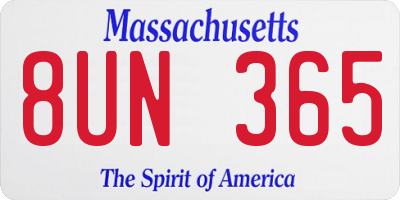MA license plate 8UN365