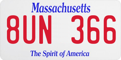 MA license plate 8UN366