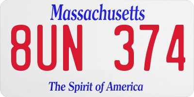 MA license plate 8UN374