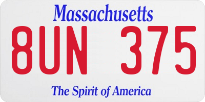 MA license plate 8UN375