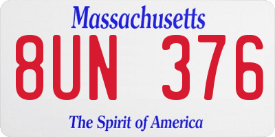 MA license plate 8UN376