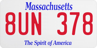 MA license plate 8UN378