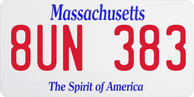 MA license plate 8UN383