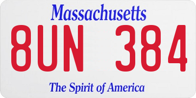 MA license plate 8UN384